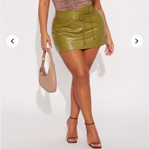 Fashion Nova Olive Faux Leather Mini Skirt